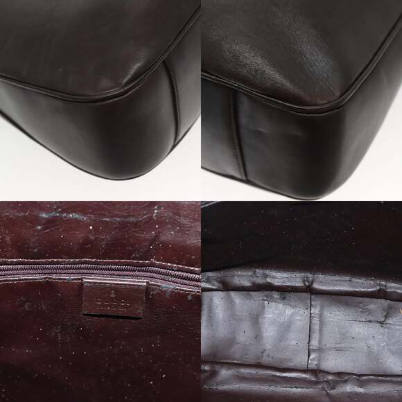 GUCCI Bamboo Hand Bag Leather Black Gold 001 001 - Picture 11 of 12